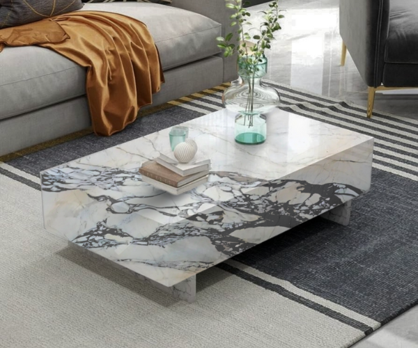 Aplicación Mármol Arabescato Corchia en Muebles, mesa de centro Marblock